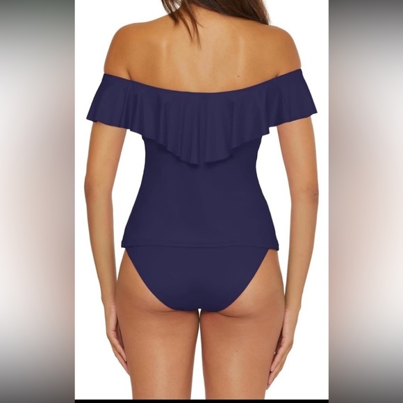 Trina Turk Women's Monaco Ruffle Tankini Off Shoulder Swimsuit Top NWT size 4 - Picture 3 of 10